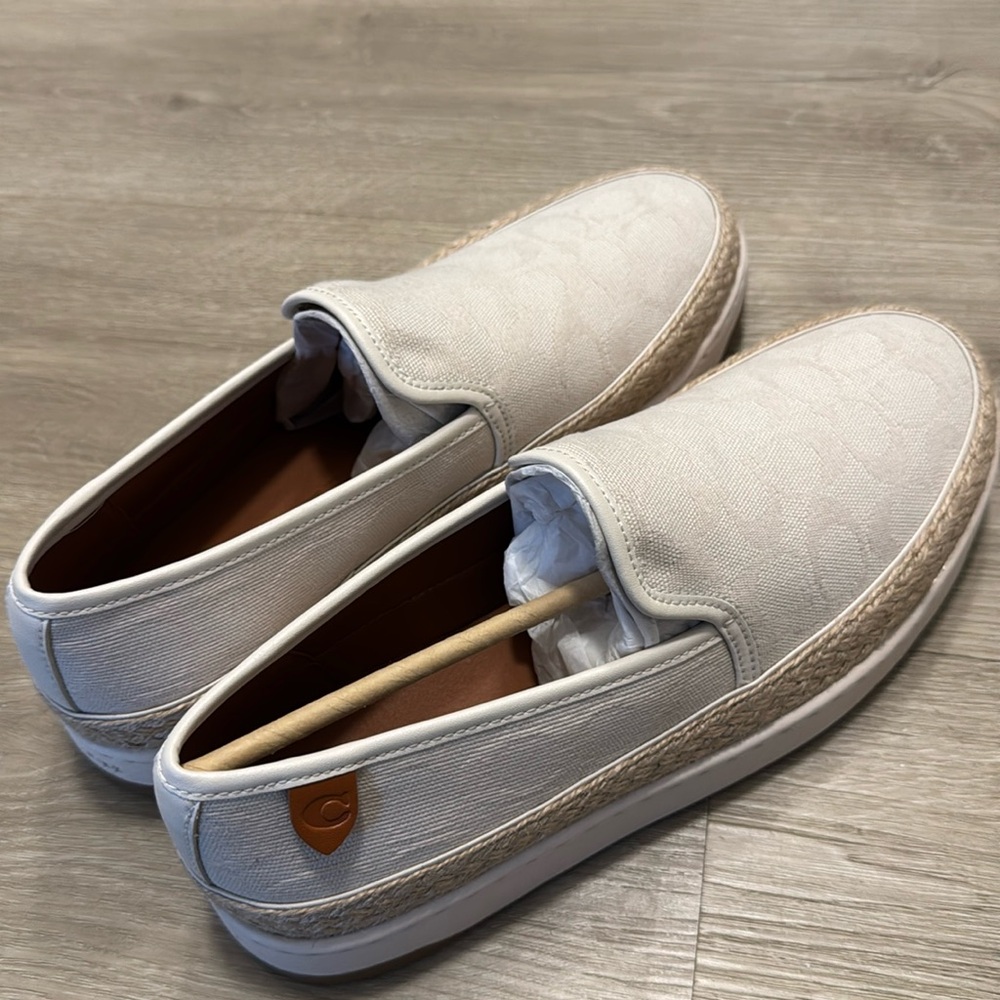 Coach White and Cream Moccasins Slip-On Shoes